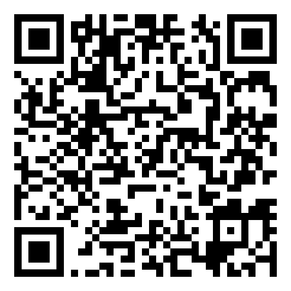 Ein schwarz-weißer QR-Code auf weißem Hintergrund.