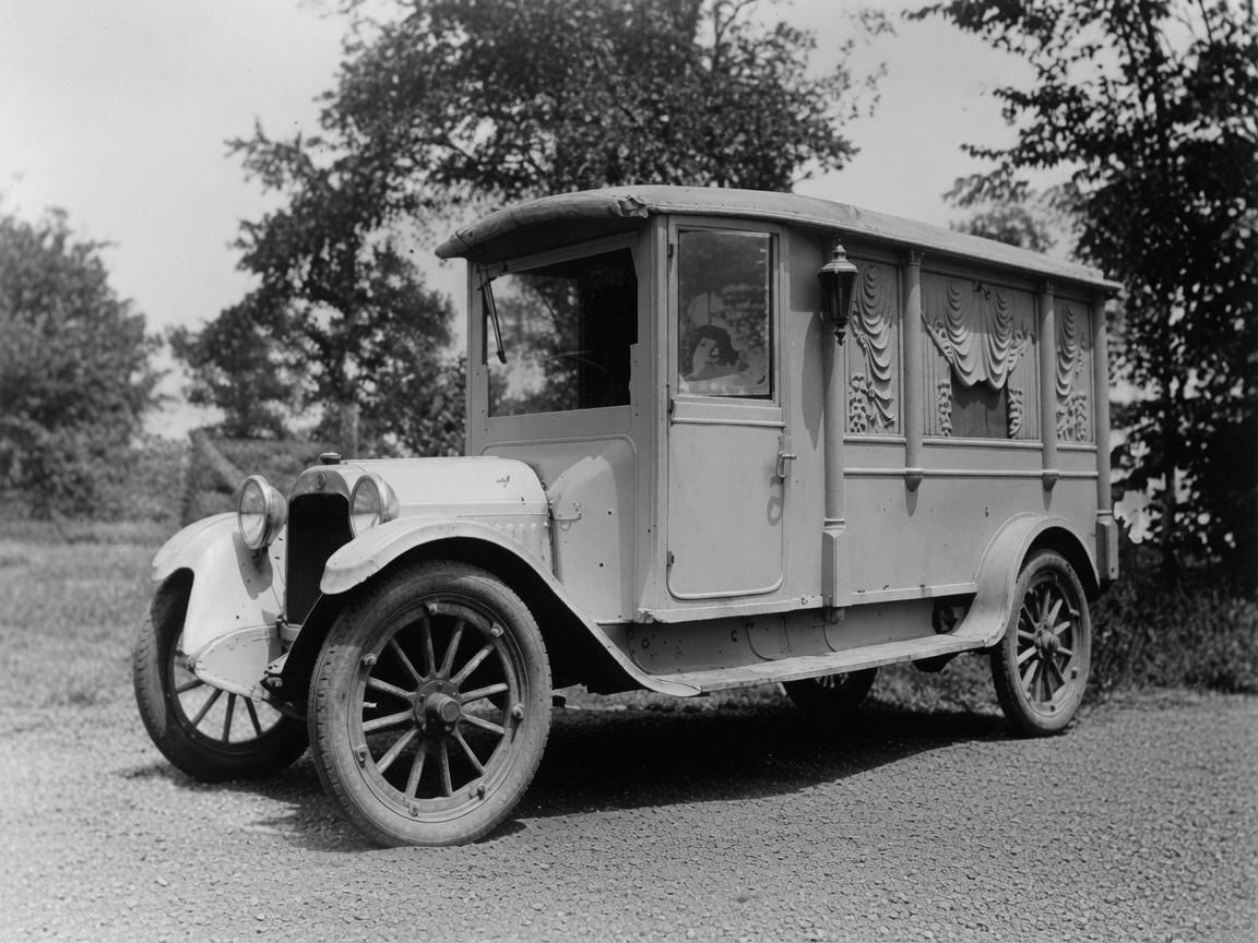 Vintage white car parked on a grassy path with trees in the background