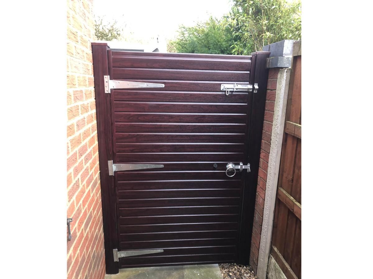 rosewood UPVC garden gate in Nottingham