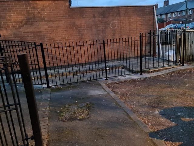 Installed run of black ball top railings in Nottingham