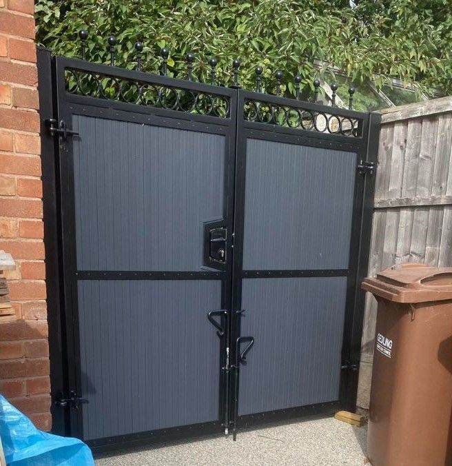 Grey Composite Driveway Gates with additional locks