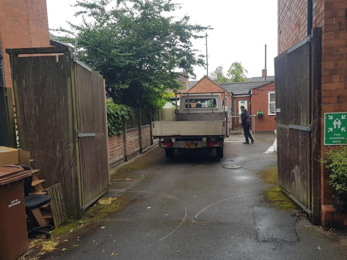 Old Wooden Driveway Gates at a Nottingham business