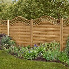 Nottingham fencing arched hit and miss fence panel with trellis