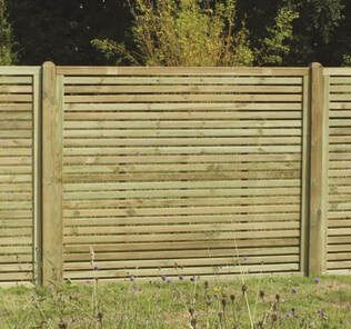Slatted wooden garden fence panel