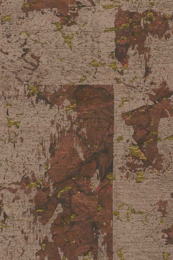 Abstract textured wallpaper with brown, beige, and golden-yellow accents.