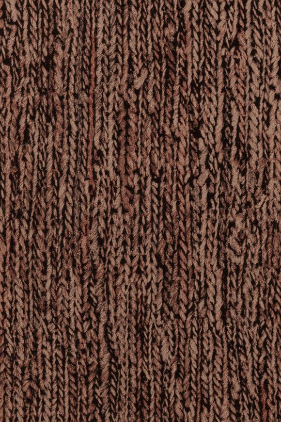 Brown and black knit fabric with a textured, vertical pattern.