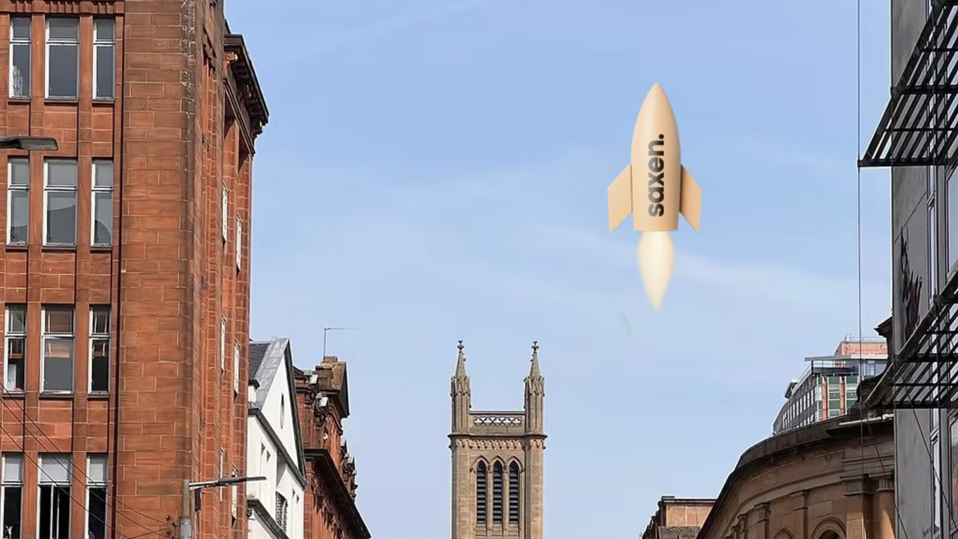 Saxen rocket launching over Glasgow