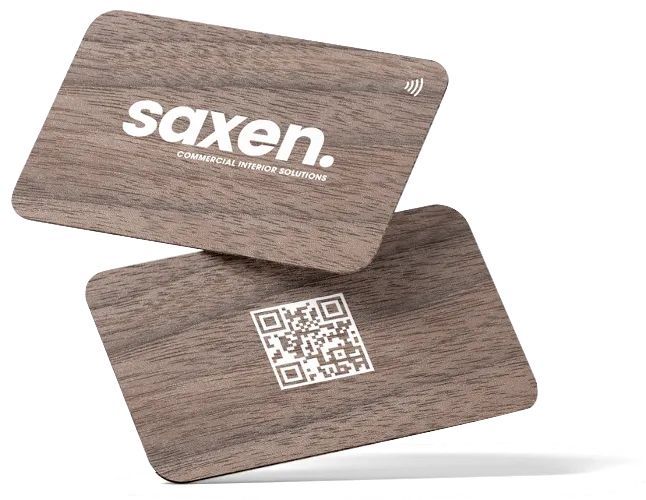 Two wooden-textured cards, one with