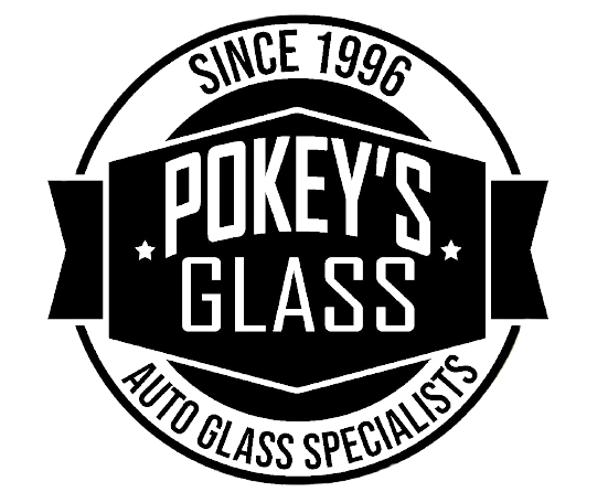 Pokey&rsquo;s Glass auto glass specialists logo with black-and-white circular design and &ldquo;Since 1996&rdquo; text