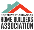 Northwest Arkansas Home Builders Association logo with red, teal, and gray roof shapes