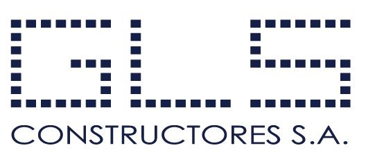 Logotipo para GLS Constructores  S.A compuesto por las letras GLS en diseño cuadrado punteado, con texto debajo.
