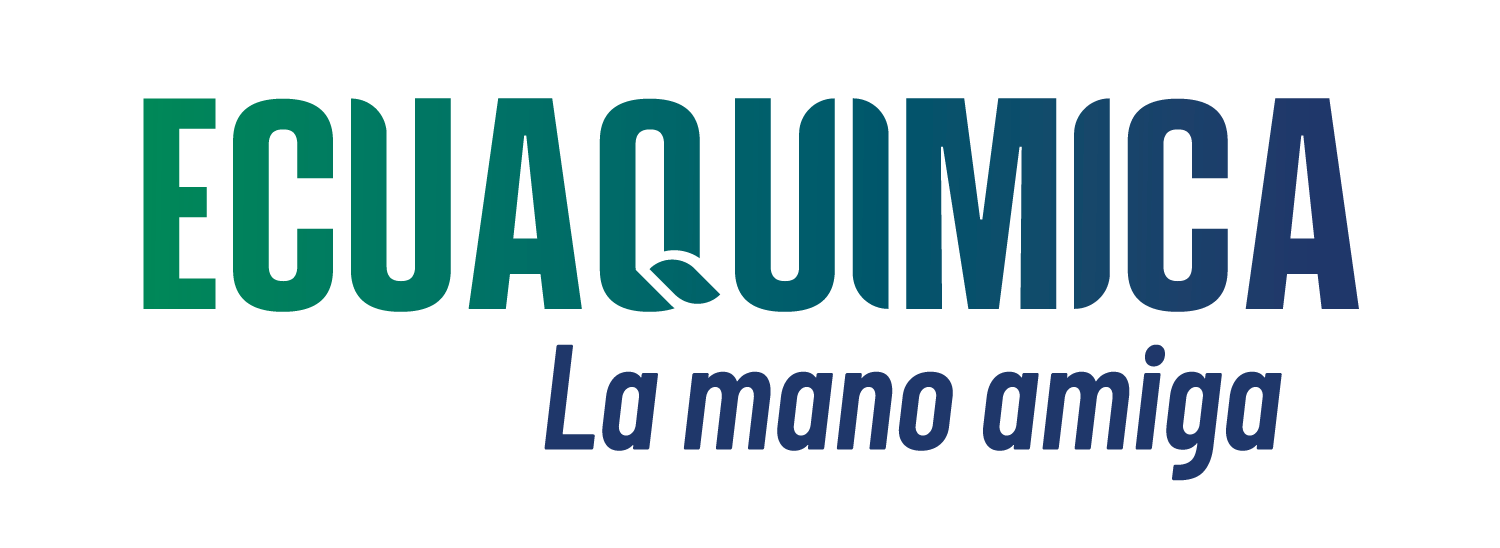 Logotipo para Ecuquimica, texto verde y azul con 