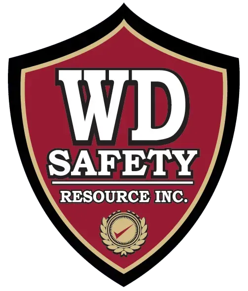 Shield-shaped logo. Burgundy and gold design with