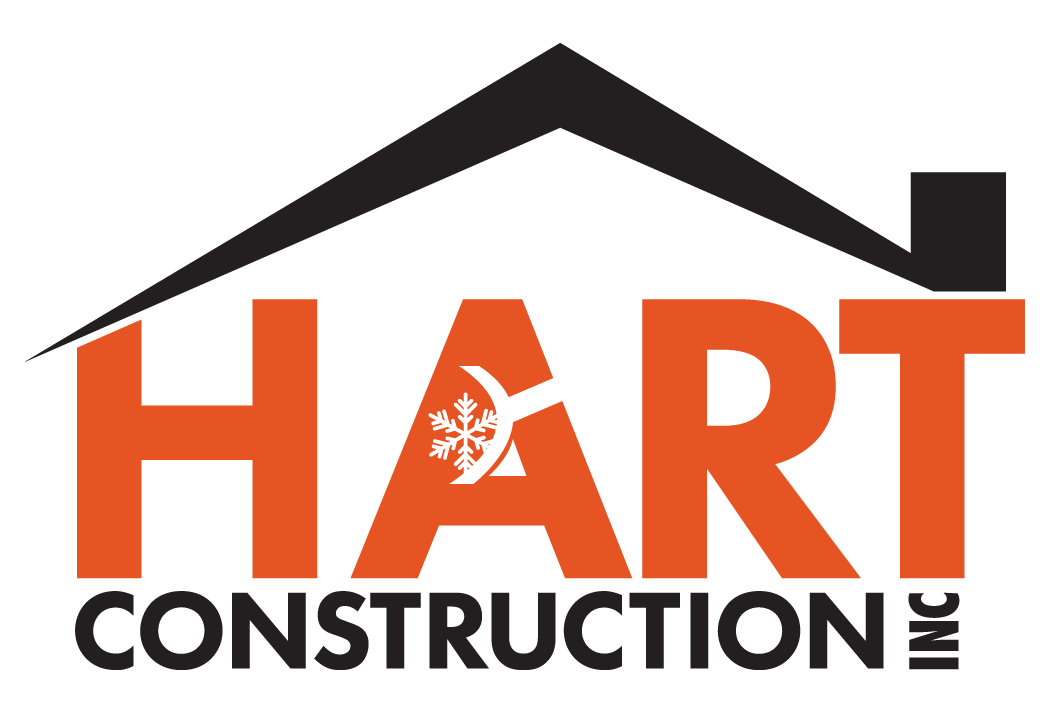 The hart construction logo has a roof and a snowflake on it.
