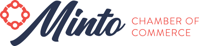 Logo for Minto Chamber of Commerce: navy script 