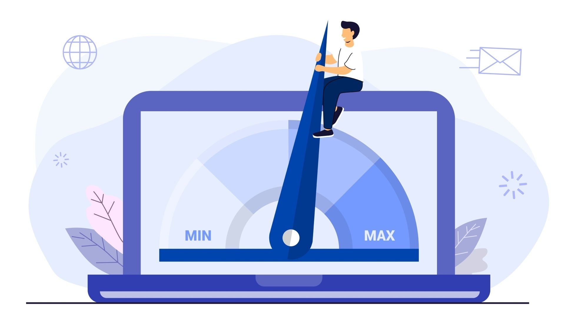 A man is sitting on top of a laptop computer.