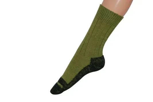 Wool hiking socks plush sole, green