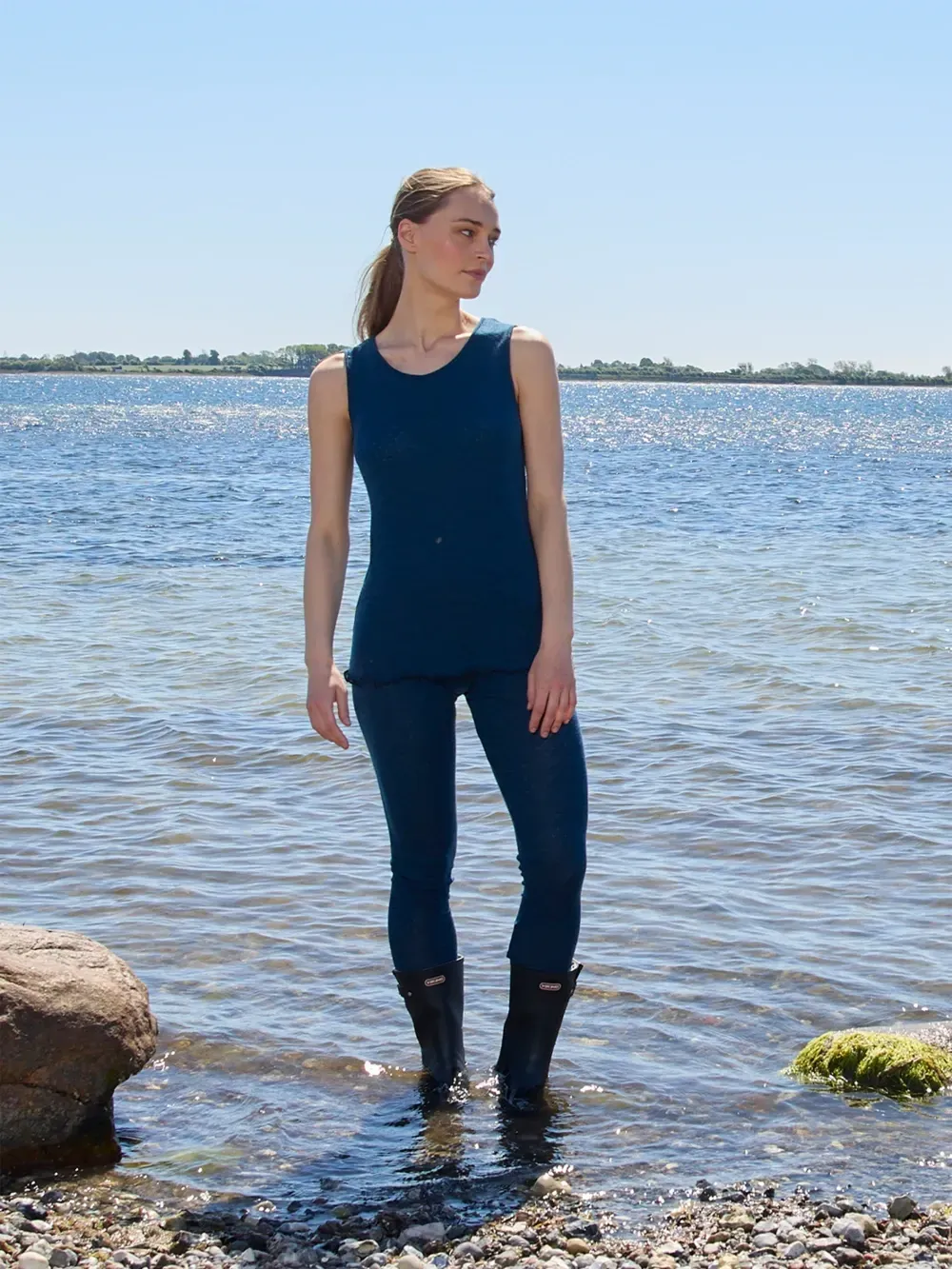 Legging merino eyelet petrol melange