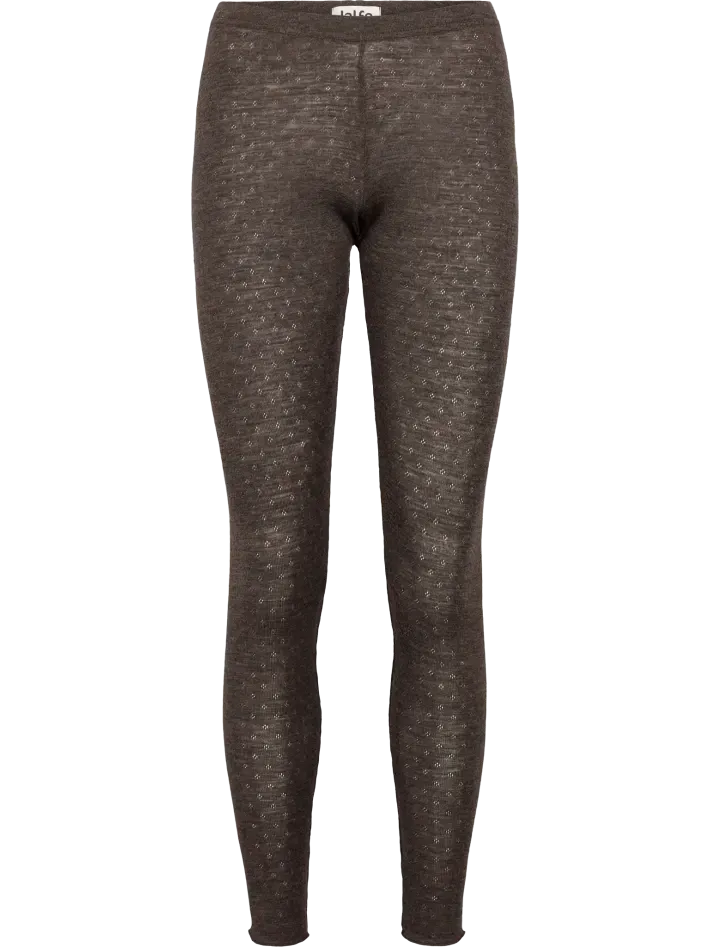 Leggings merino eyelet mocha melange