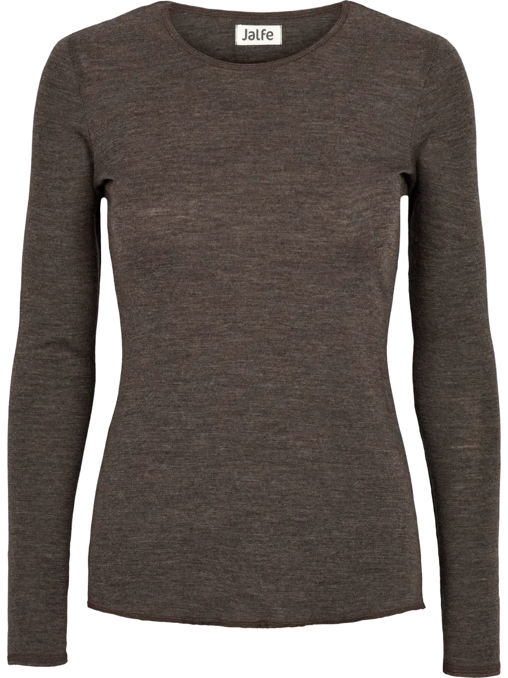 Merino long-sleeved shirt plain mocha melange Jalfe