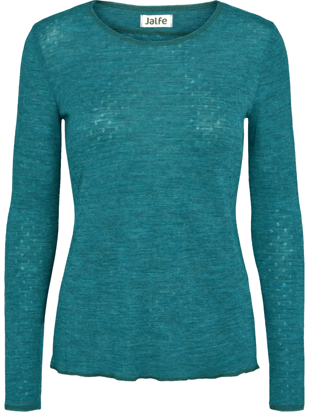 Shirt merino longsleeve eyelet turquoise melange Jalfe