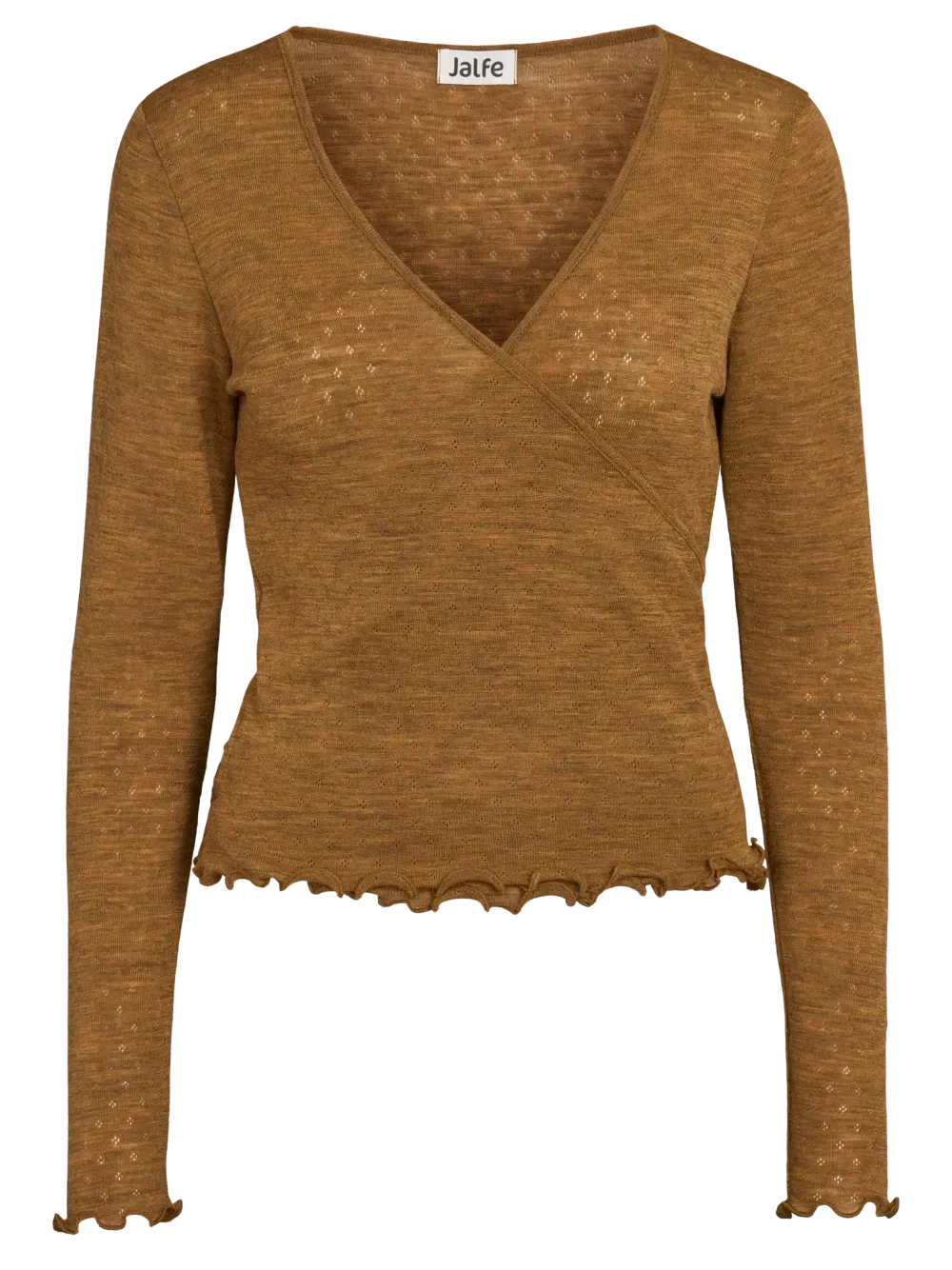 Merino eyelet wrap cardigan mustard melange