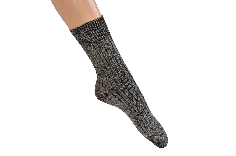 Wool-linen socks black-natural melange