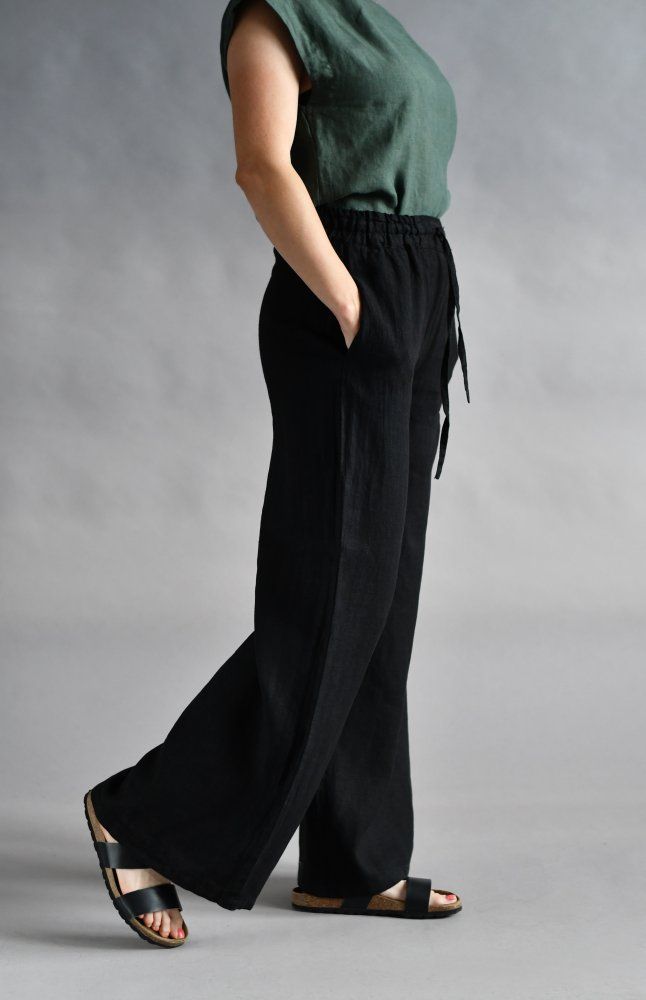 Black linen trousers