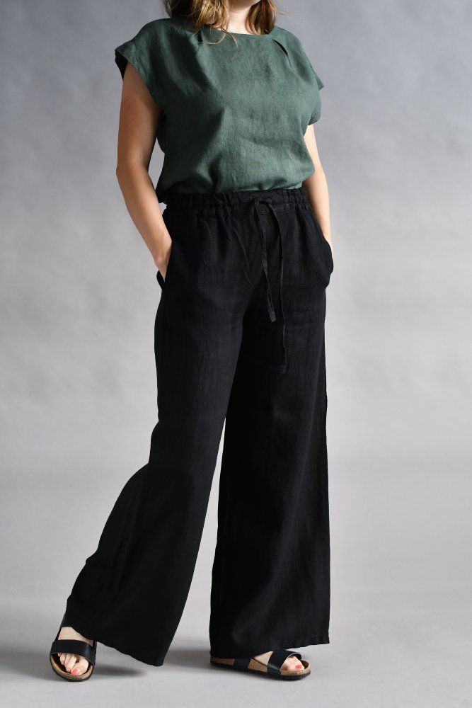 Black linen trousers
