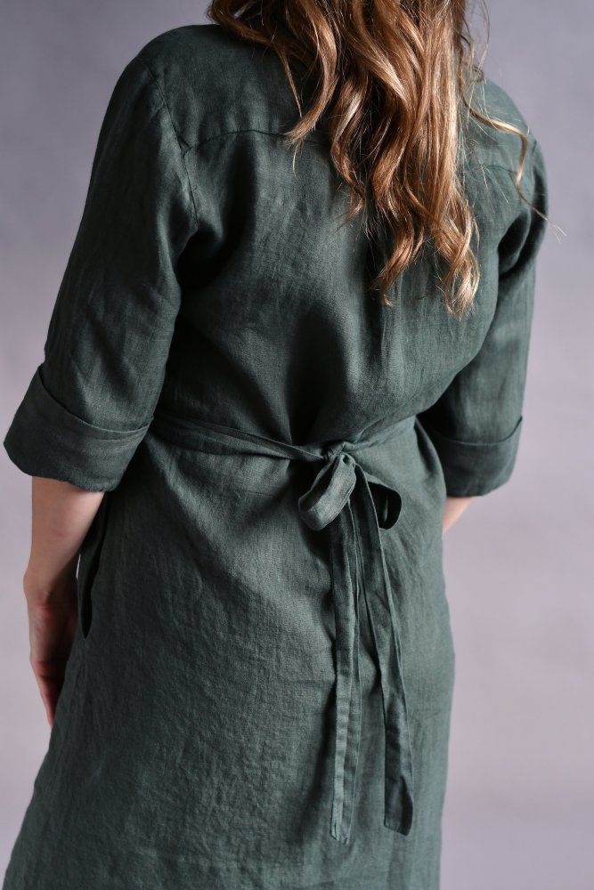 Dark green shirt dress with sleeves