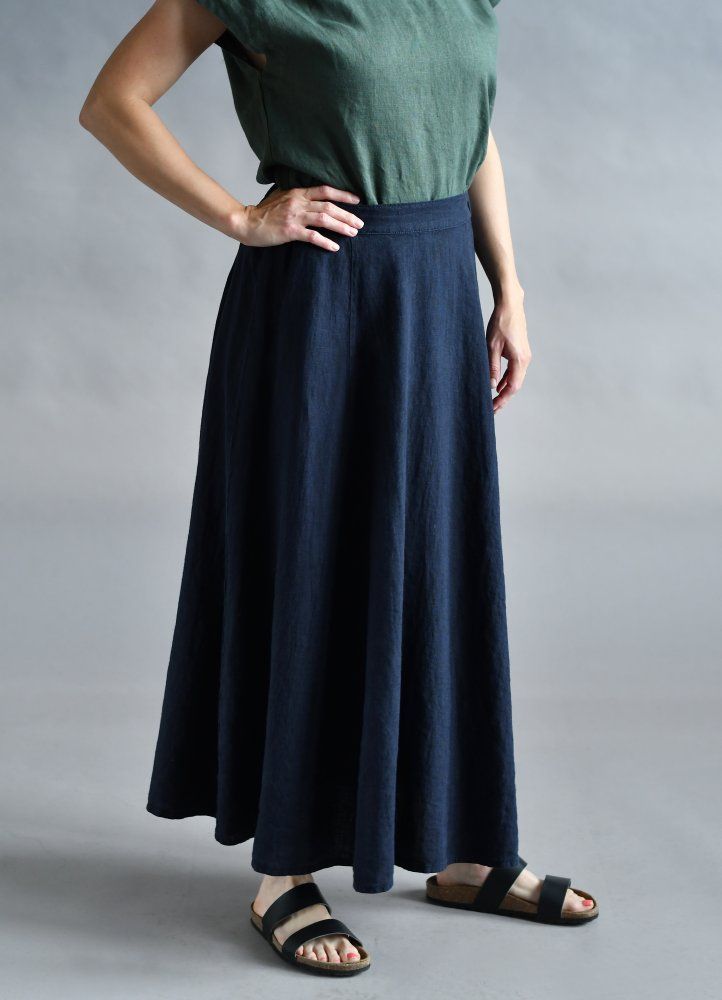 Long linen skirt black