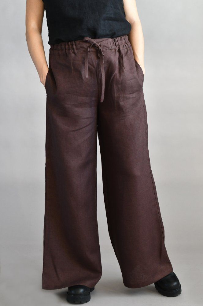 Dark brown linen trousers