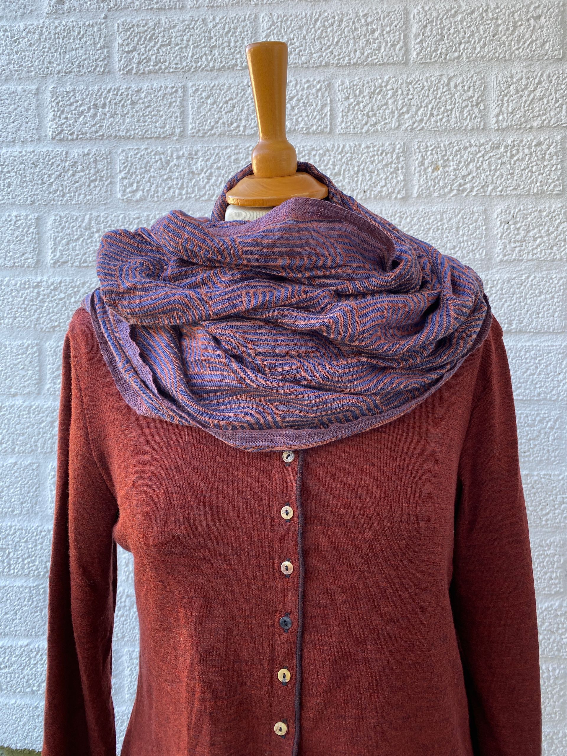 Chloe cotton scarf blue-rust