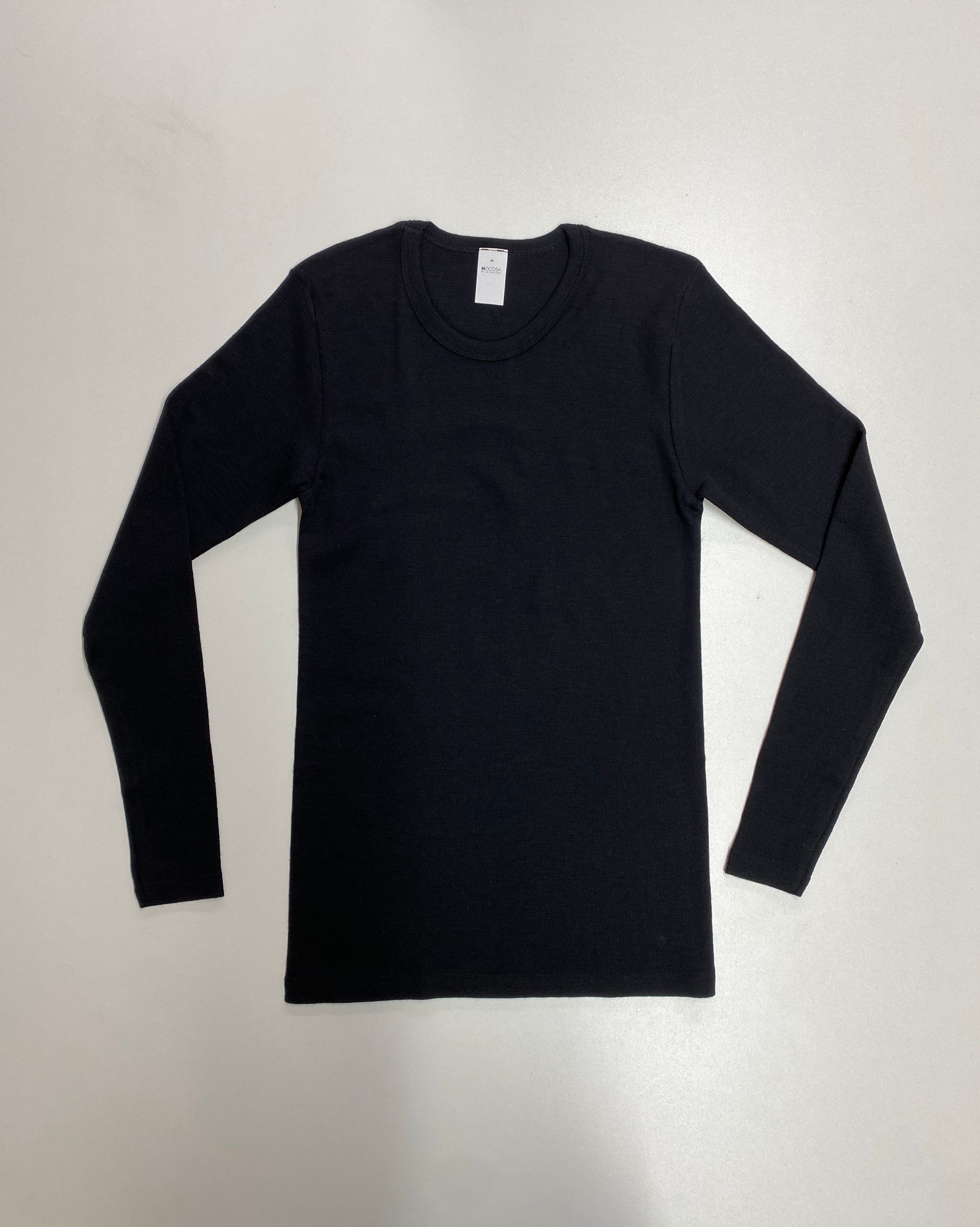 Hocosa black long-sleeved wool shirt - unisex