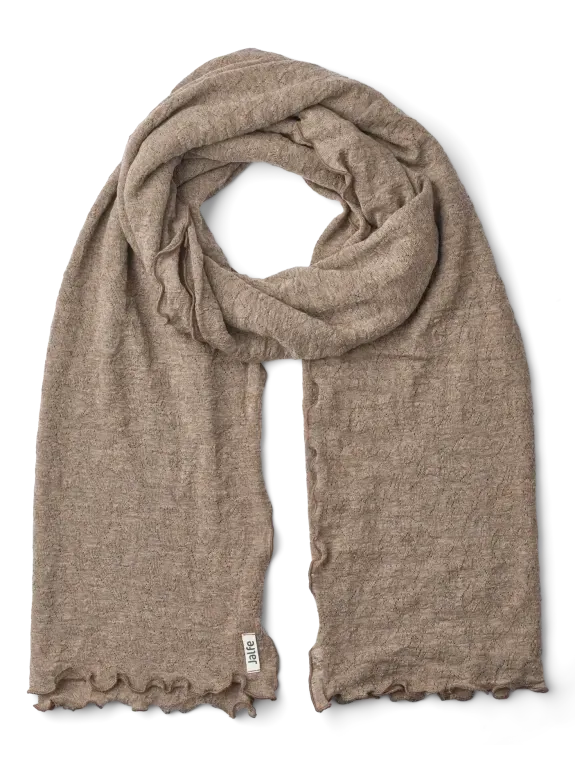 Jacquard scarf merino wool (2 meters) light brown melange Jalfe