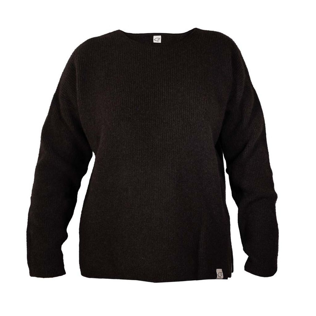 women's yak wool pullover loose-fit dark brown