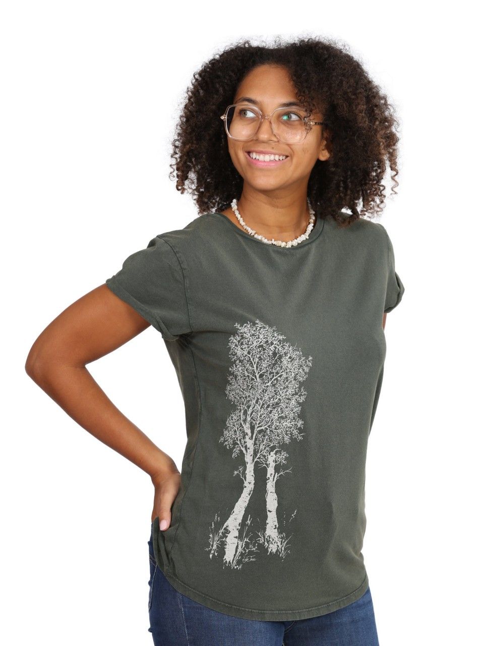 Art women's shirt 'Berk' stonewashed green Life-Tree