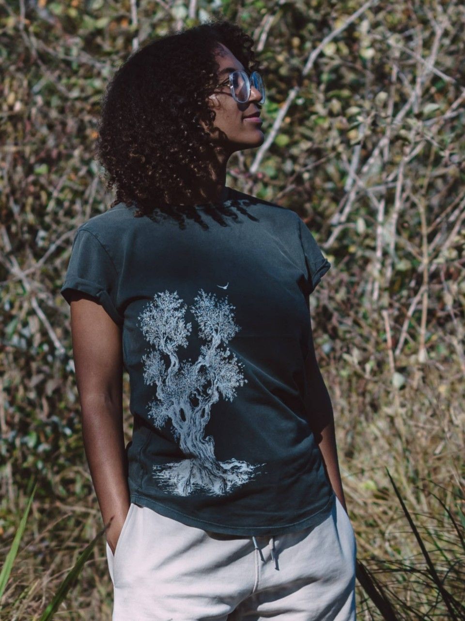 Art women's shirt 'Olive Tree' stonewashed green Life-Tree