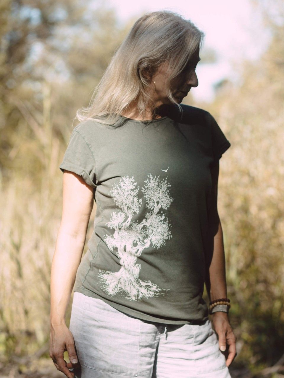 Art women's shirt 'Olive Tree' stonewashed green Life-Tree