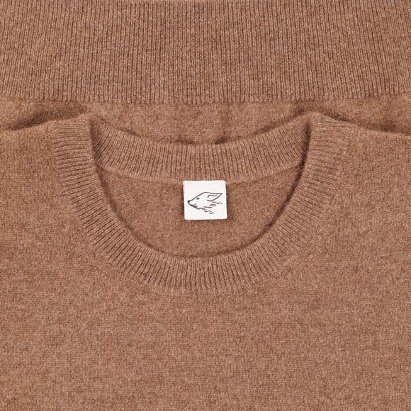 Men's camel wool pullover slim-fit light brown