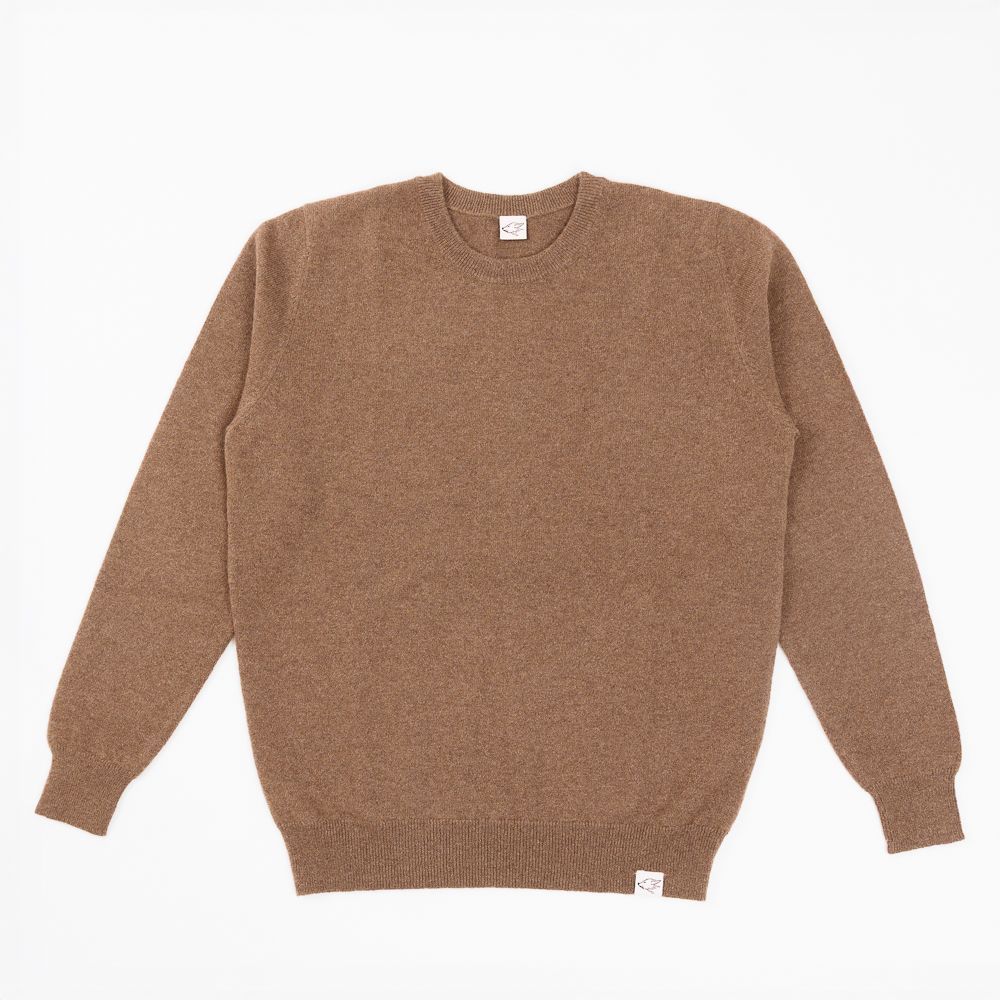 Men's camel wool pullover slim-fit light brown