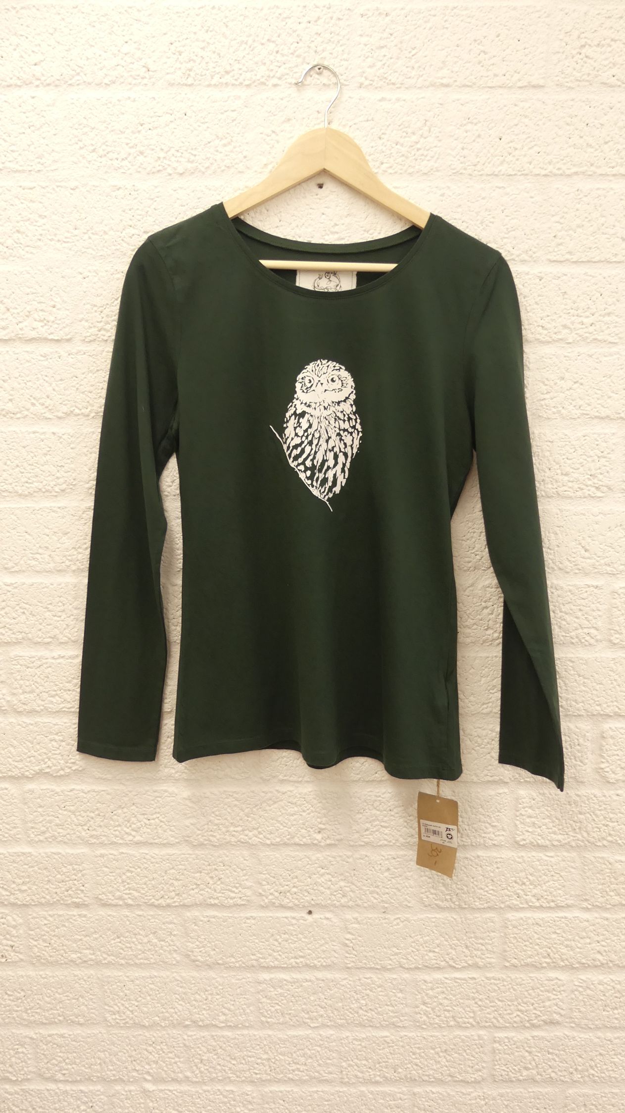 Art shirt 'Little Owl' dark green M long sleeve