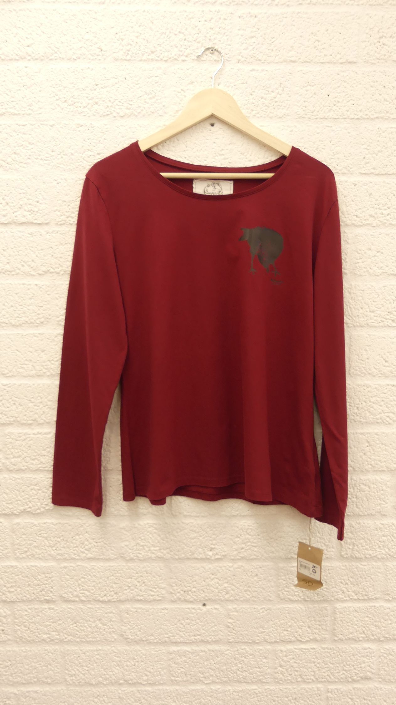 Art shirt 'jackdaw' mini L burgundy long sleeve