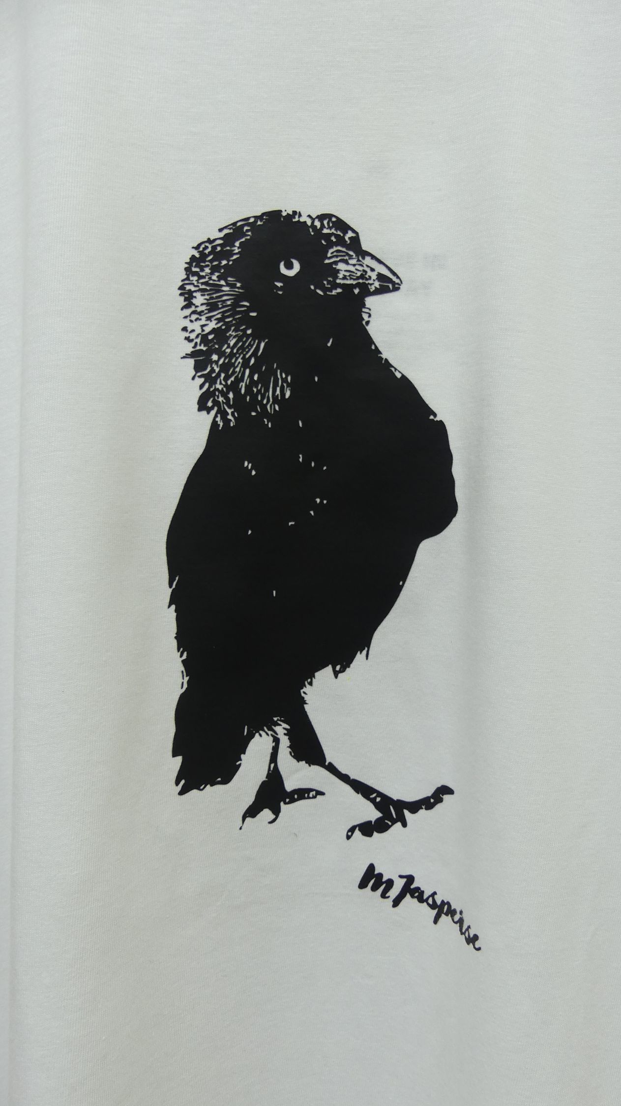 Art shirt L & XL 'Proud jackdaw' white