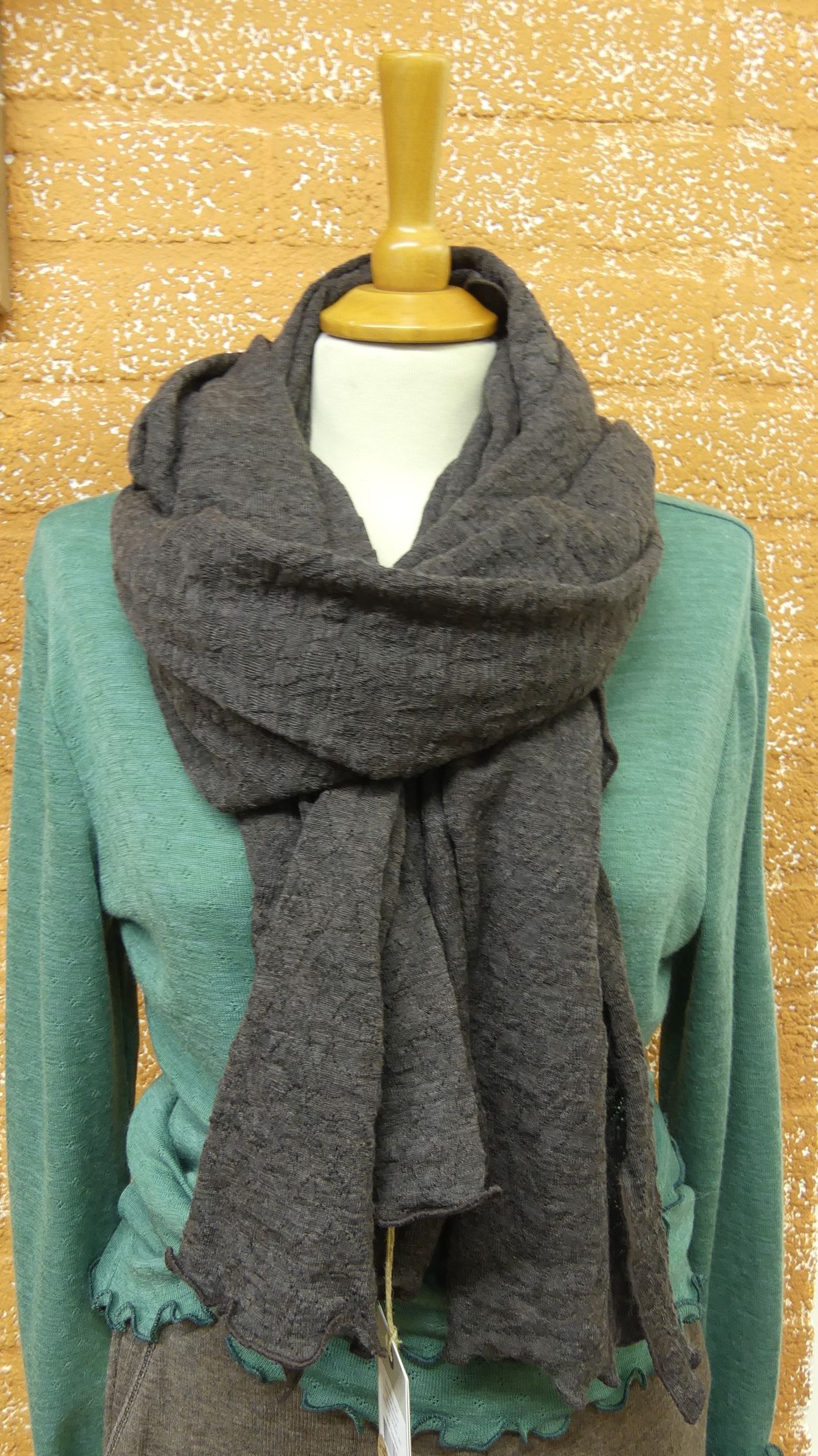 Jacquard scarf merino wool (2 meters) mocha melange Jalfe