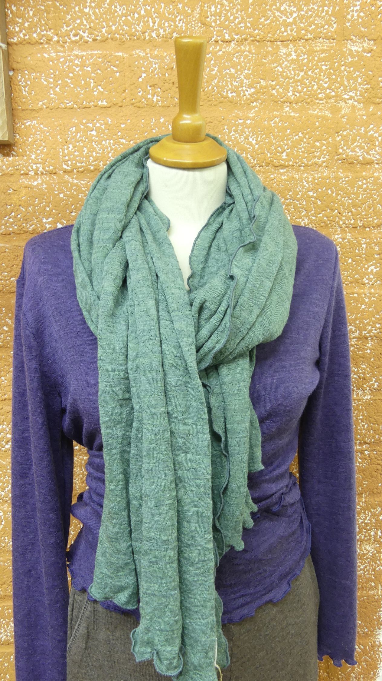 Jacquard scarf merino wool (2 meters) aloe melange Jalfe