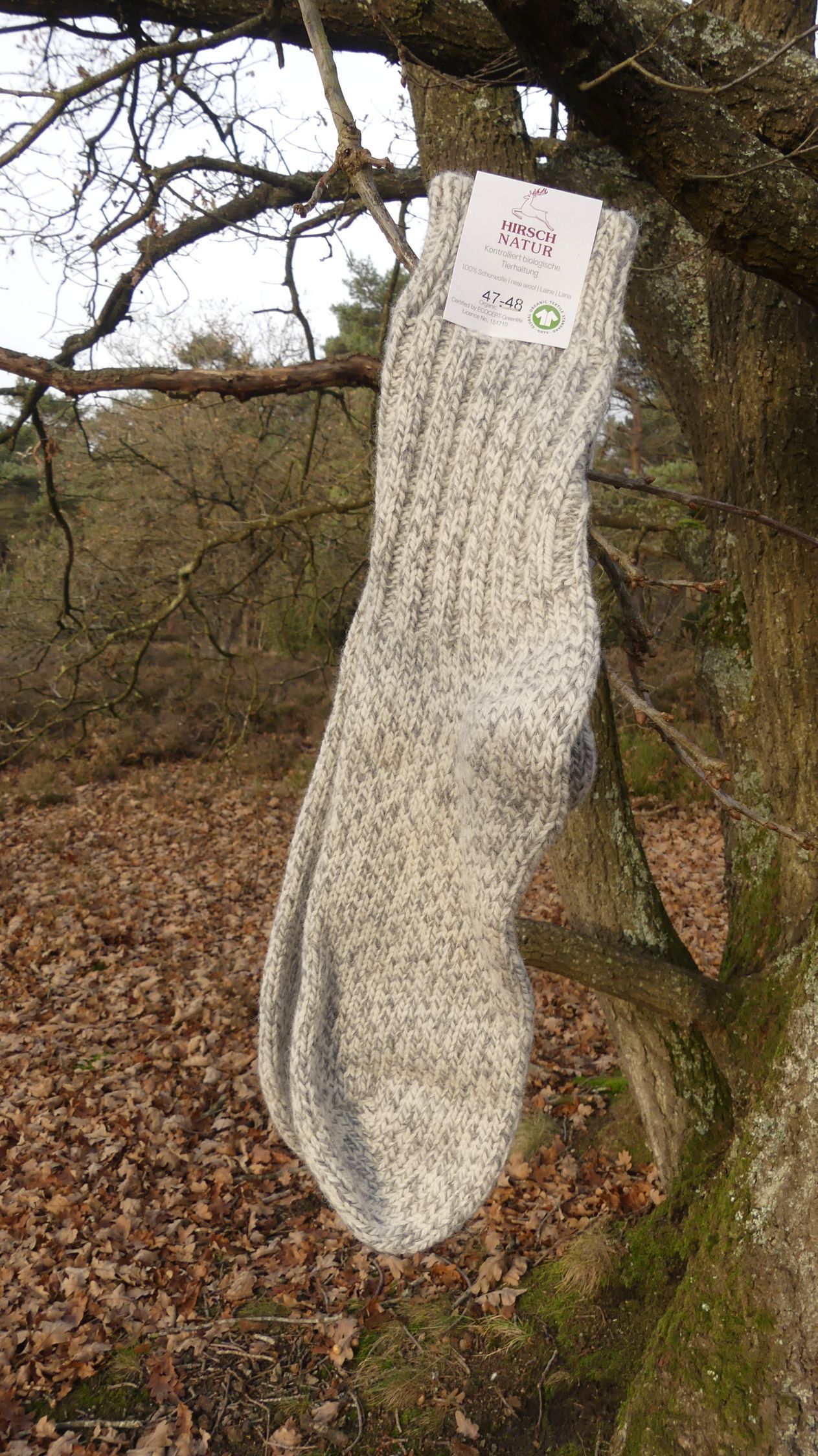 Wool socks grey-white thick quality