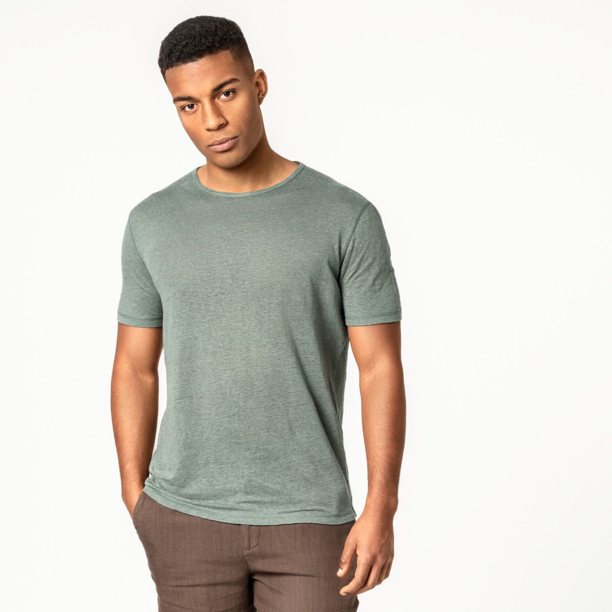 Men's t-shirt linen pine