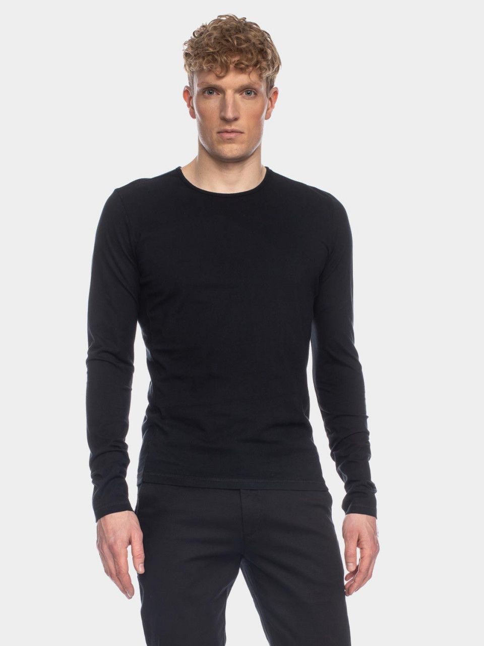 Men's long-sleeved shirt organic cotton black