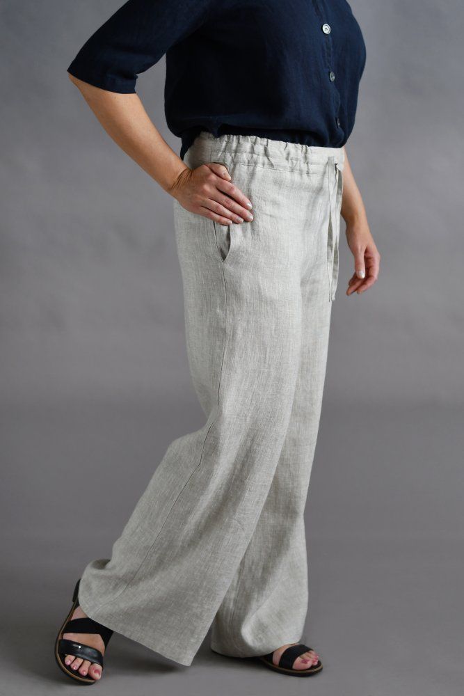 Linen trousers beige melange